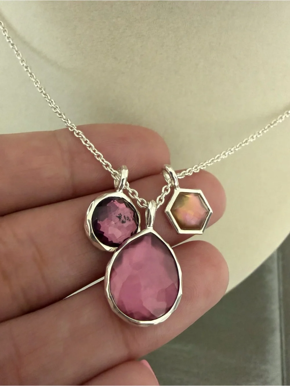 IPPOLITA Sterling Silver Wonderland 3-Stone Charm Necklace NWT Authentic